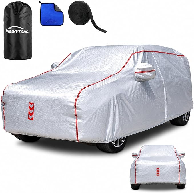 SUV Car Cover, 360° Underbody Wrap Design, All-Weather Waterproof Car Cover, Suitable for SUV Vehicle Body Length 182 to190 in