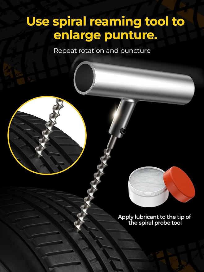 AUTOWN Tire Repair Kit with Plugs Fix Punctures & Plug Flats with Ease - Heavy Duty Flat Tire Puncture Repair Kit for Car, Motorcycle, ATV, UTV, RV, Trailer, Tractor, Jeep, Etc