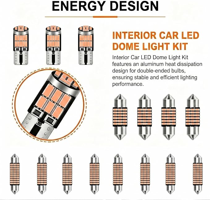 24PCS Car LED Interior Light Kit, T10 31mm 41mm LED Dome Light Bulb Set Replacement for Map License Plate Door Side Marker Cornering and Trunk Interior Lighting, Fits Most Cars(Pink Purple)