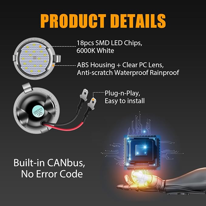 2PCS LED Side Mirror Puddle Lights 6000K White Round Shape Lamp for Ford | for Explorer Edge Expedition F150 Flex Fusion Ranger Mustang Taurus Taurus X, Plug-N-Play, CANBus Ready, SMD LEDs, Waterproof