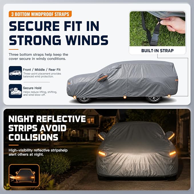 Jeep Wrangler 2 Door Cover Waterproof All-Weather,Outdoor Full Exterior SUV Car Cover for Wrangler YJ TJ JK JL(1987-2026),with Windshield Sun Shade,Towel&Storage Bag,Size J2 (See SizeChart)