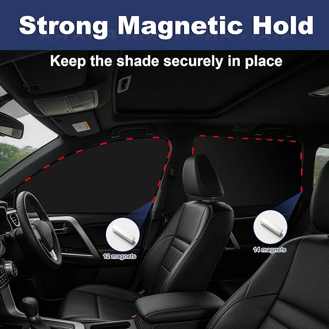 XCBYT Car Window Shades for Side Windows, 4 Pack, Cooling & Privacy | Reflective cooling & privacy for camping and work break. Fits iron frames only; measure first. May not fully cover large SUVs