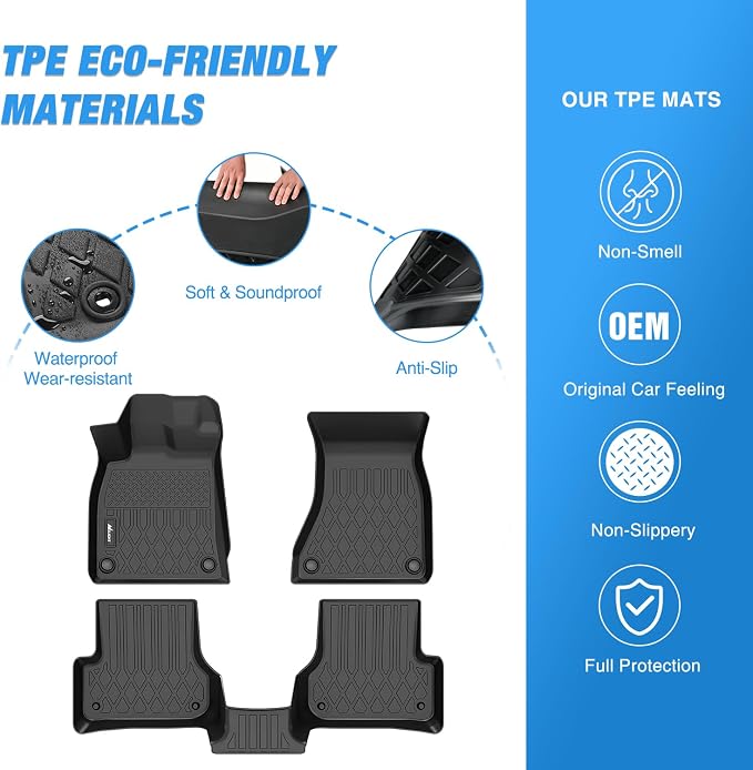 Nilight TPE Floor Mats for Audi A6 S6 A6 Quattro 2012 2013 2014 2015 2016 2017 2018, All Weather Custom Fit Heavy Duty Floor Liners