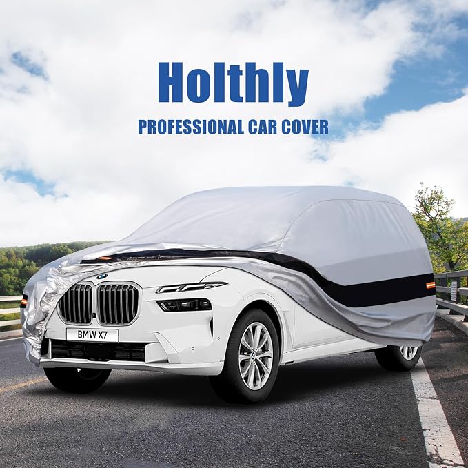 10 Layers SUV Car Cover Custom Fit for BMW X7 (2018-2024) Waterproof All Weather for Automobiles, Outdoor Full Cover Rain Sun UV Protection.Silver