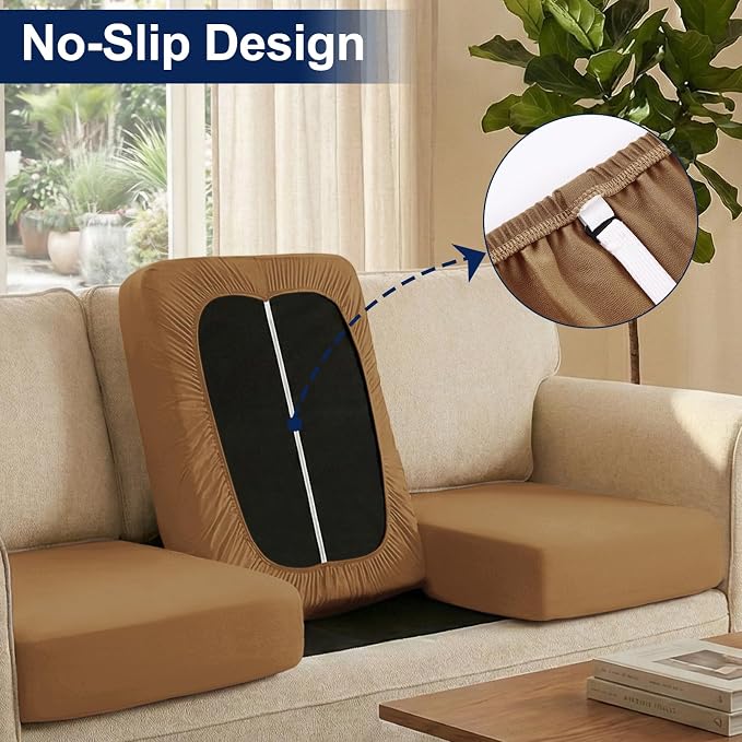 Smiry 8 Pcs Waterproof Patio Cushion Covers, Stretch Outdoor Furniture Covers