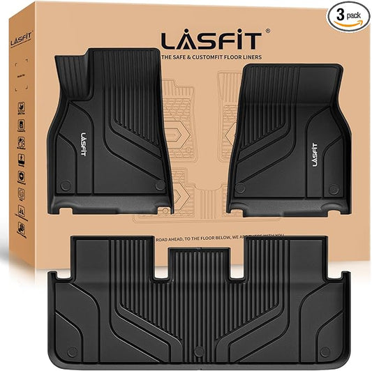 LASFIT Premium Extra Thick Floor Mats Fit for Tesla Model S & Model S Plaid 2026 2025 2024 2023 2022 2021, Custom Fit TPE All Weather Floor Liners 1st & 2nd Front Rear Row Car Mats, Black