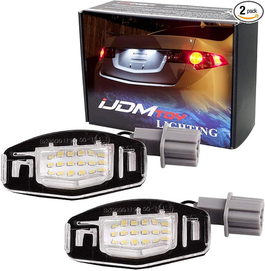 iJDMTOY Super Bright Xenon White 18-SMD Full LED License Plate Light Kit Compatible With Acura MDX RL TL TSX ILX Honda Civic Accord Odyssey