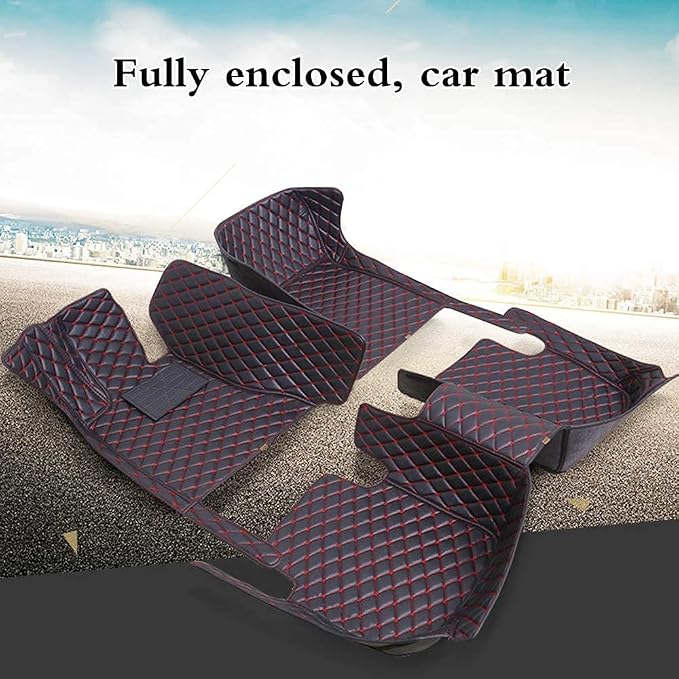 Custom Fit Car Floor Mats - Full Coverage Automotive Leather Floor Liners for Most Vehicles by MingyunSM (Black)