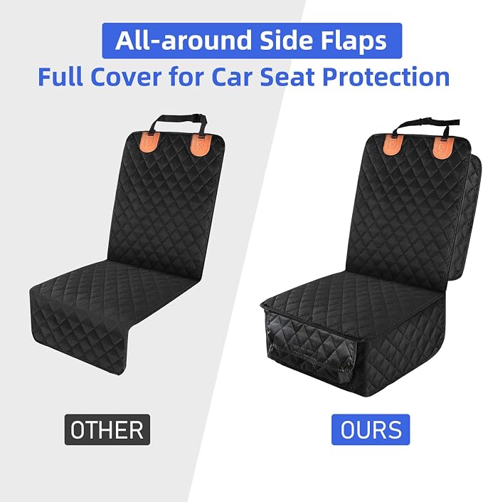 PETICON 2 Pack Pet Car Seat Cover for Front Seat, Captain Chair Seat Cover | Waterproof Pet Seat Protector, Full Protection with Side Flaps, Non-Slip, Large Front Storage Pocket, Fits Cars/Trucks/SUVs