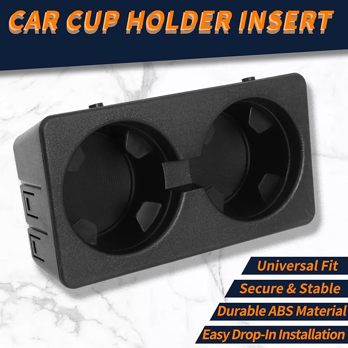 9154712 Cup Holder Compatible with Chevy Silverado Tahoe | Front Console Dual Cup Holder Insert Compatible with 2007-2013 Silverado Avalanche Sierra, 2007-2014 Suburban Tahoe Escalade