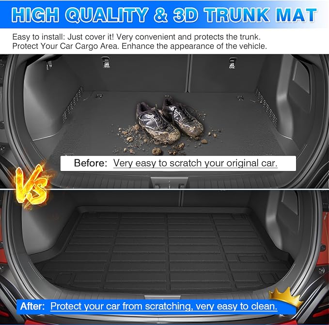 Cartist Cargo Liner Fits for Hyundai Kona 2018-2023/Kona N 2022-2023/Kona Electric 2019-2023, All Weather Rear Cargo Trunk Mat for Kona Accessories