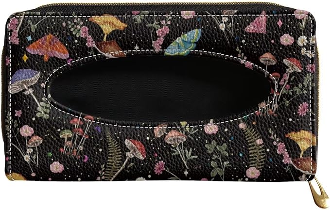 Mushroom Print PU Leather Car Tissue Holder for Car Car Visor Accessories Universal Visor Tissue Holder Napkin Holder for Sedans SU