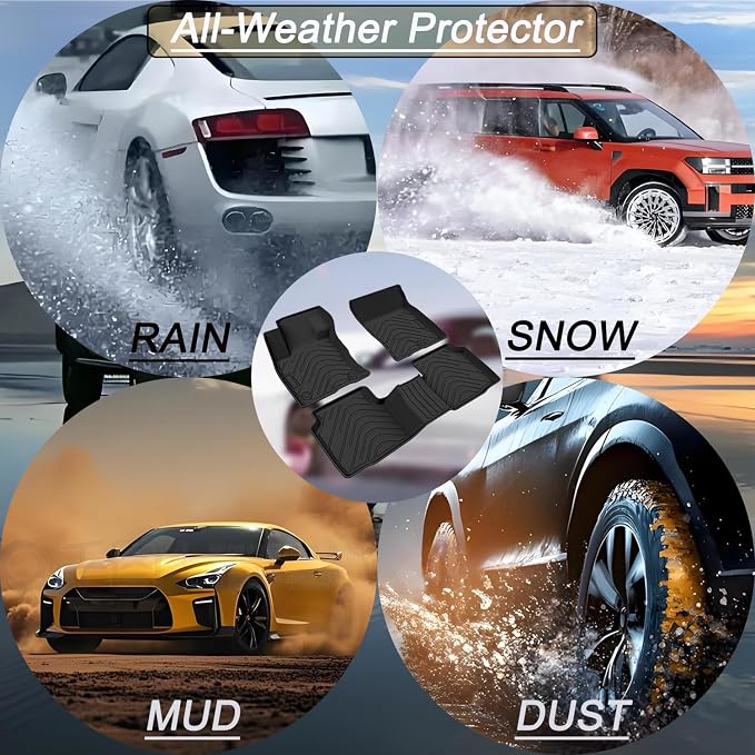 Floor Mats ＆ Cargo Liners Compatible with 2018-2022 Honda Accord，All Weather Waterproof Durable Anti-Slip Odorless Custom-fit Front Rear 2 Rows Back Trunk Tray Full Set Carpet Protection Liner
