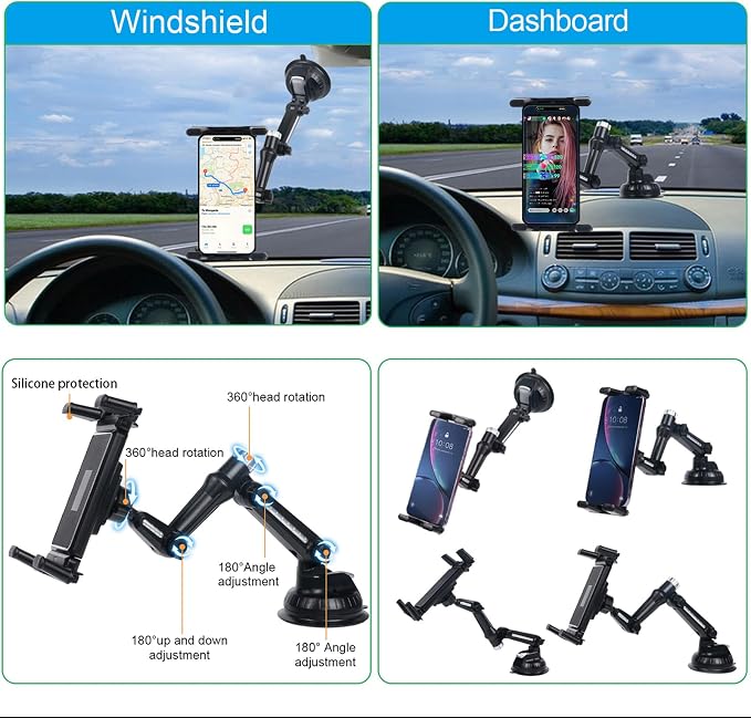kelofam 5 in 1 car Phone Holder, car Dashboard Windshield Phone Mount, Suitable for iPhone17 16 15 14 iPhone13 promax, Samsung Z Fold 7 6 5, All Smartphones
