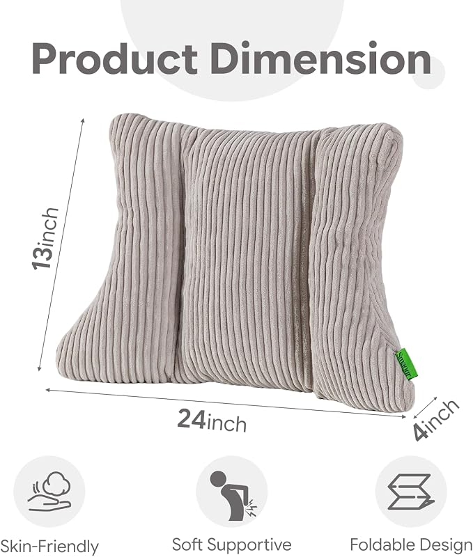 Lumbar Support Pillow 3 Section Back Pillow Office Chair for Back Support Comfortable Lumbar Cushion for Car Seat Pain Relief Sofa Rest (Grey)