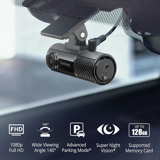Thinkware Dash Cam, F70 PRO - 1080p FHD, Wi‑Fi, Smart Parking Mode with Super Night Vision, 32GB microSD