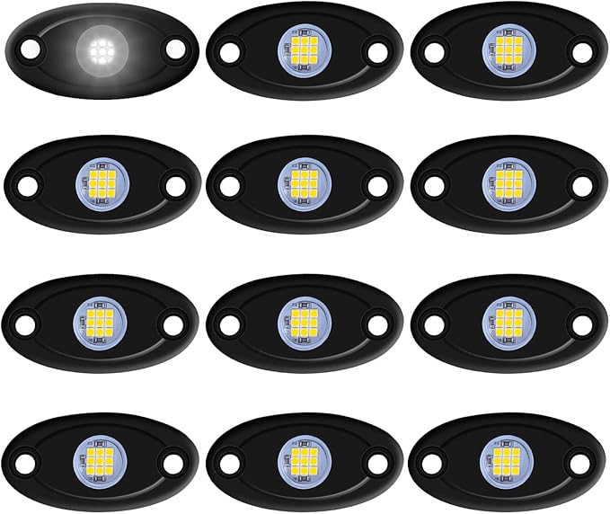 12 Pods LED Rock Lights Neon Underglow Light for Car Truck ATV SUV | Under Body Glow Light Trail Fender Lighting