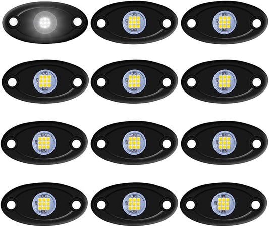 12 Pods LED Rock Lights Neon Underglow Light for Car Truck ATV SUV | Under Body Glow Light Trail Fender Lighting