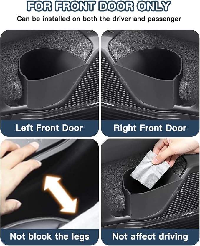 Ruiya Door Trash Can Compatible with 2026 Subaru Outback All Trims Driver & Passenger Side Door Pocket Silicone Garbage Bin 2026 Outback Accessories Organizer Wastebasket(2Packs)