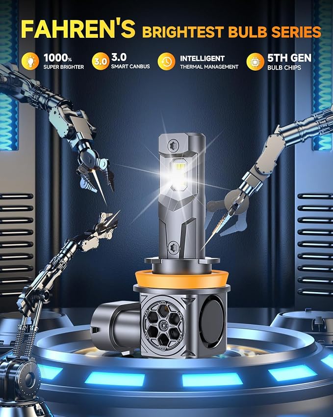 𝐋𝐚𝐭𝐞𝐬𝐭-𝐆𝐞𝐧 H11/H9/H8 Light Bulbs, 96000LM 10X Super Bright 6500K Cool White, 1:1 Mini Size H11 Lights, Plug & Play,Canbus Ready, Precision Beam, 10+ Years Life,Pack of 2