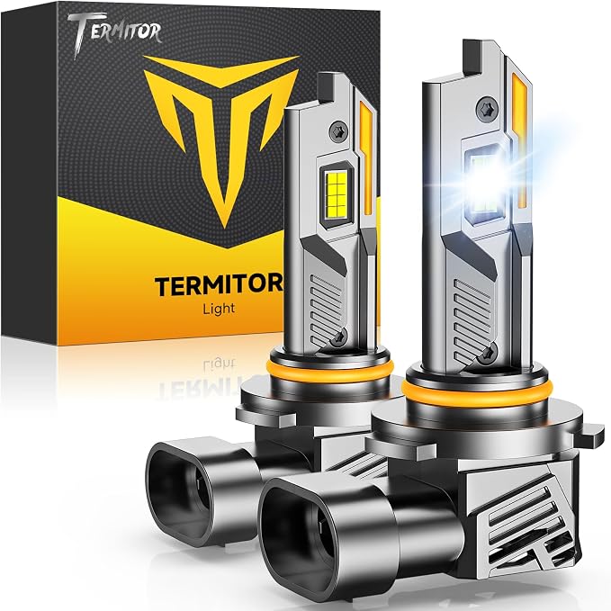 Termitor 9012/HIR2 Light Bulbs, 100,000LM 16X Ultra-Bright, 1:1 Mini Size | 6500K Cool White, 90,000hrs+ Lifespan with Cooling Fan, Plug N Play, IP68, 9012 Halogen for Off-road, Pack of 2