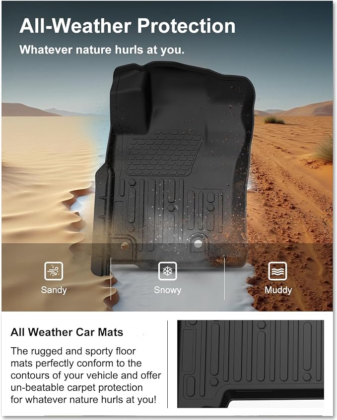 Kiwi Master Floor Mats for 2013-2024 Toyota 4Runner, 2014-2023 Lexus GX460 | Custom Fit, All Weather Car Mats, Heavy Duty TPE Floor Liners, Front & Rear 2 Row Set, Black
