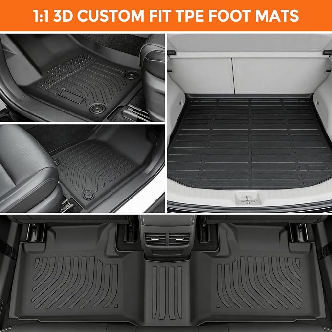 Floor Mats for Jeep Grand Cherokee 2016-2021 | & for Jeep Grand Cherokee WK 2022 (Not for L or 4XE), Heavy Duty TPE All Weather Non-Slip Black (Floor Mats & Cargo Liner)