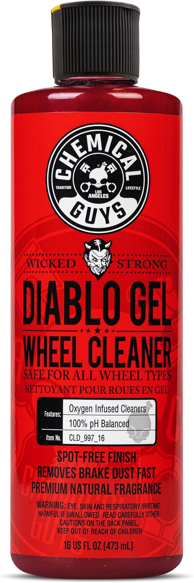 Chemical Guys, Diablo Gel Foaming Wheel & Rim Cleaner, All Finishes, 16 oz | Oxygen-infused gel clings to wheels and lifts brake dust, dirt and grime, safe on all wheel finishes