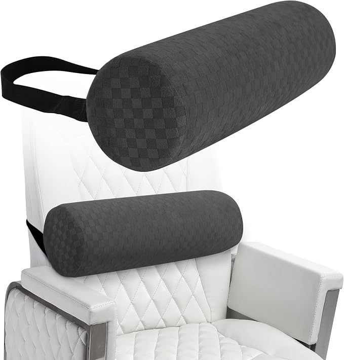 Coeyese Lumbar Roll Pillow for Lower Back Support, Dark Grey, 15 * 4.3'' | Removable Pillowcase, Upgraded Adjustable Strap, Suitable for Office, Chair, Car, Seat Pain Relief & Improving Posture