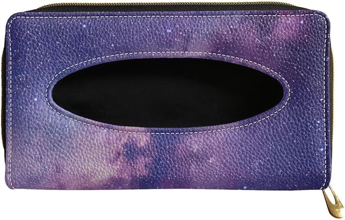 Purple Starry Night PU Leather Car Tissue Holder for Car Automotive Sun Visor Tissue Box Holder Car Accessories for Women & Men