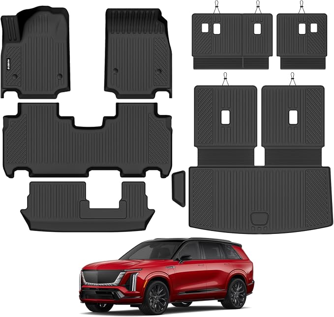 Naibeve Floor Mats for 2026 Cadillac Vistiq 7 Seats 2nd Row Bench Seat | All Weather Custom Fit Floor Mats, Cargo Mat, 2nd/3rd Row Backrest Mats Interior Protector accessories