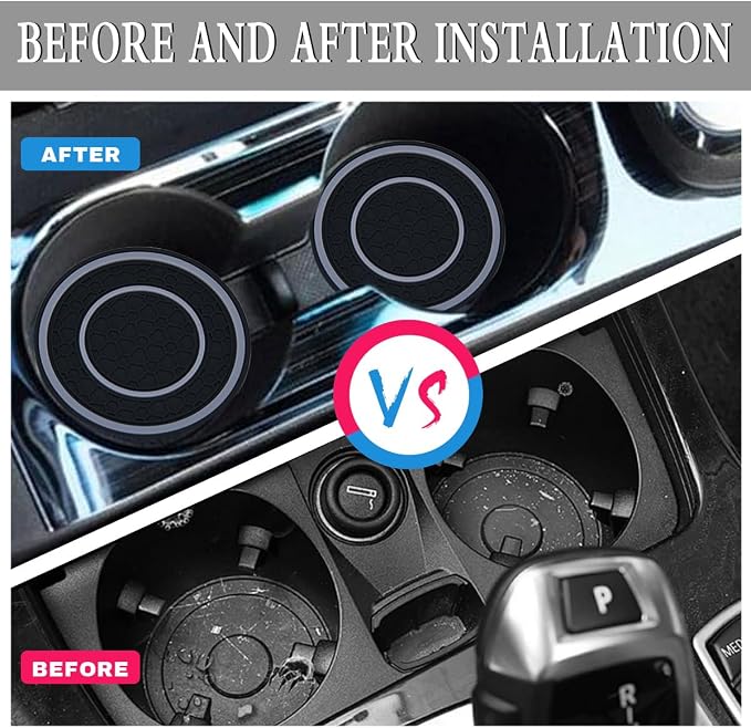 2 Pack Car Coasters for Cup Holder, 2.75 Inch Universal Auto Waterproof Coasters Silicon Insulation Cup Mats,No-Slip Anti Dust Insert Coaster for Woman Man, Suit for Vehicle Interior (2, Gray)