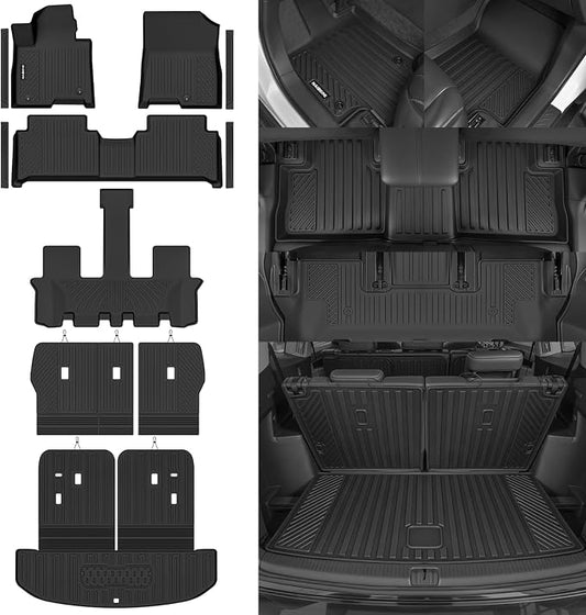 Naibeve Floor Mats for 2021-2026 Kia Sorento Hybrid 7 Seats (Bench Seat) | All Weather Floor Mats, Cargo Mat, 2nd Row Backrest Mats, Backrest Mats, Door Sill Guards, (Not for Gas) accessories