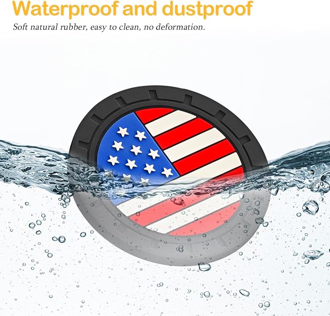 Osilly Car Cup Holder Coasters, 4 Pack American Flag Insert Car Cup Coaster, 2.75 Inch PVC Anti Slip Shockproof Embedded Drink Mat, Car Interior Decoration Accessories for SUV, Truck (Multicolor)
