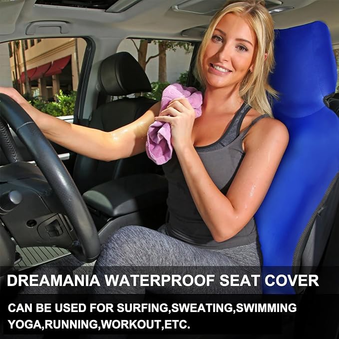 Neoprene Waterproof Car Seat Cover, Royal Blue 2pcs, Non-Slip | Car Seat Protector, Sweat-proof, Universal Fit SUV & Truck, Machine Washable, For Gym, Yoga, Pets, Workout, Beach, Swimming
