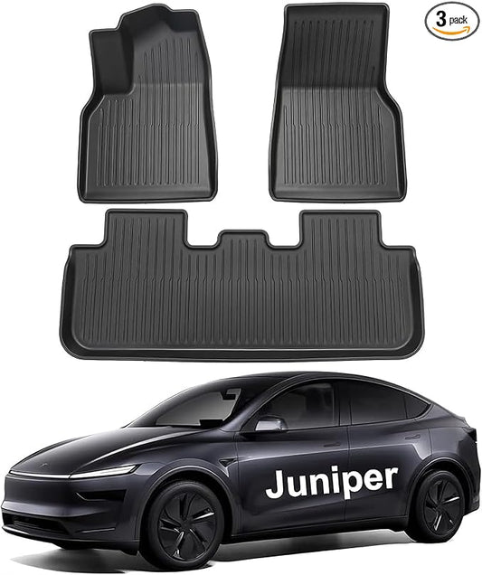 Pedigree 2025-2026 3D TPE All-Weather NEW Floor Mats for Tesla Model Y Juniper -Custom Fit 3-Piece Set with Trunk Liner Heavy Duty,Odorless Rubber Protection