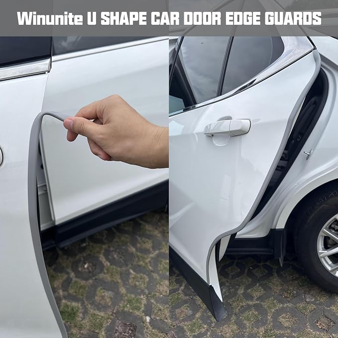 Winunite 32.8ft (10m) Car Door Edge Guards Light Gray – Self-Adhesive PVC, U-Shaped, Fits Most Vehicles, Fade-Resistant, Scratch- and Chip-Resistant – Reduces Dings in Parking Lots