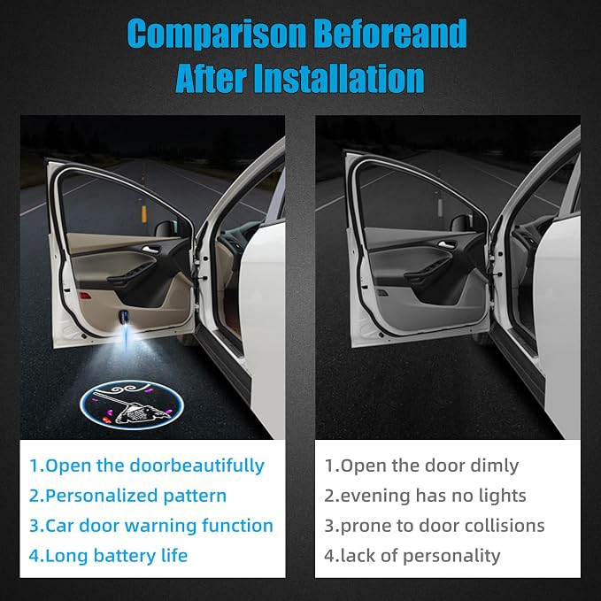 2Pcs Car Door Light Car - Door Projector Logo Light for Universal Rechargeable Courtesy LED Lights, Suitable fit All Models(wukong)