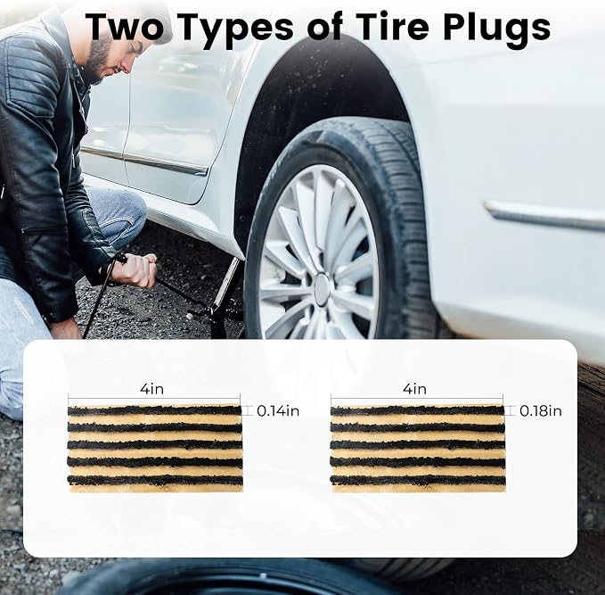 ETENWOLF Tire Repair Kit 42 Pcs, Heavy Duty Tire Plug Kit to Fix Punctures | Tire Repair Tool with Plugs for Car, Motorcycle, ATV, Jeep, Truck, Tractor, Gifts for Him Her Men Women, Grey