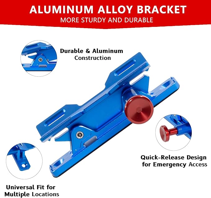 Aluminum Quick Release Fire Extinguisher Mount for 1-10LB Extinguisher Blue | Fit Most Vehicle, Adjustable Roll Bar Holder Compatible with Jeep Wrangler TJ/JK/JL/JKU, ATV, Polaris RZR, Ranger, Can-Am X3