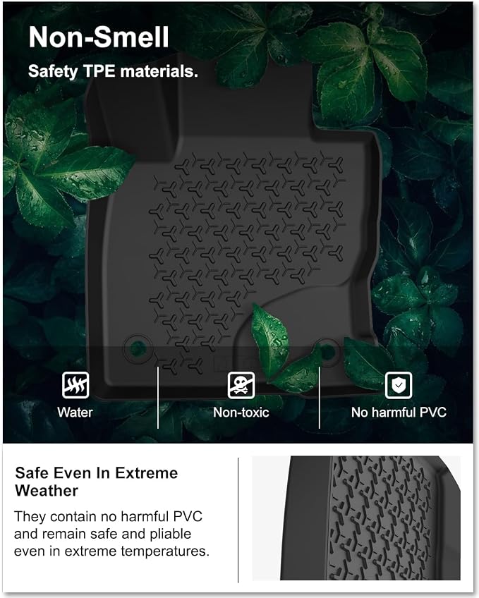 Kiwi Master Floor Mats for 2021-2026 Ford Bronco Sport | OEM Replacement MP1Z-7813300-AA, Custom Fit, All Weather Car Mats, Heavy Duty TPE Floor Liners, Front & Rear 2 Row Set, Black