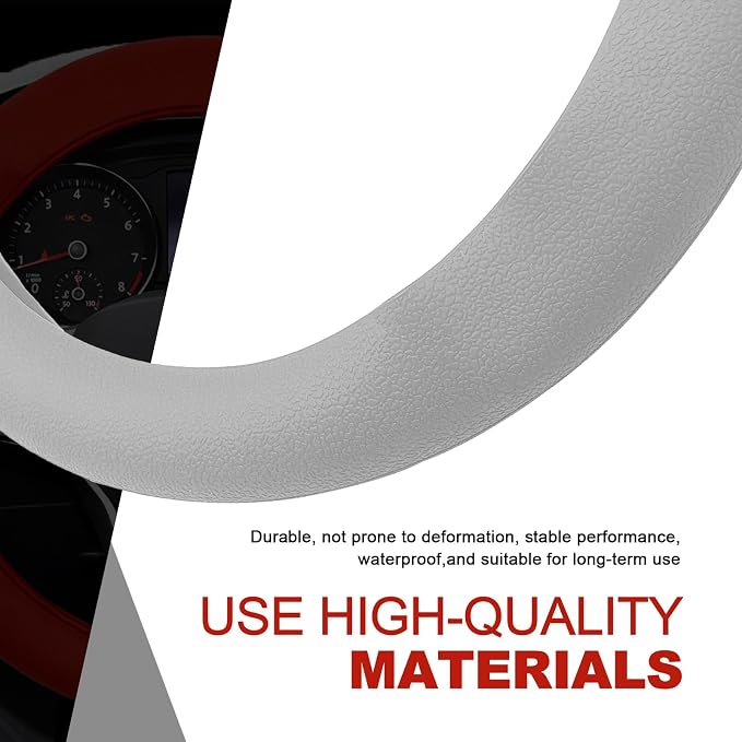 Silicone Steering Wheel Cover - Thicker Universal Stretchy & Anti-Slip Grips, Universal Fit 14"-16" Silicone Steering Wheel Protector for Men and Women, Car Interior Accessory (Gray)