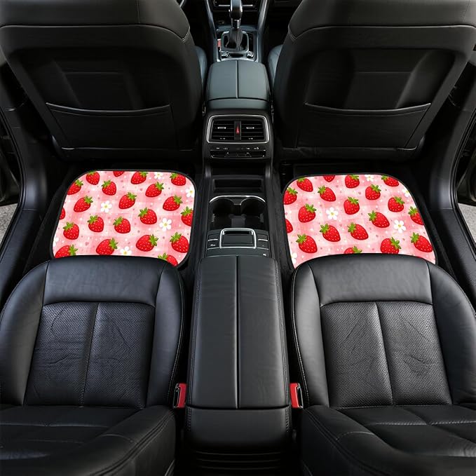 Mushroom Car Floor Mats Set of 4 Red Moon Star Night Wildflower Magic Automotive Foot Mats Rugs Carpet for Car Non-Slip Auto Car Accessories Universal Fit for Car SUV Truck Van