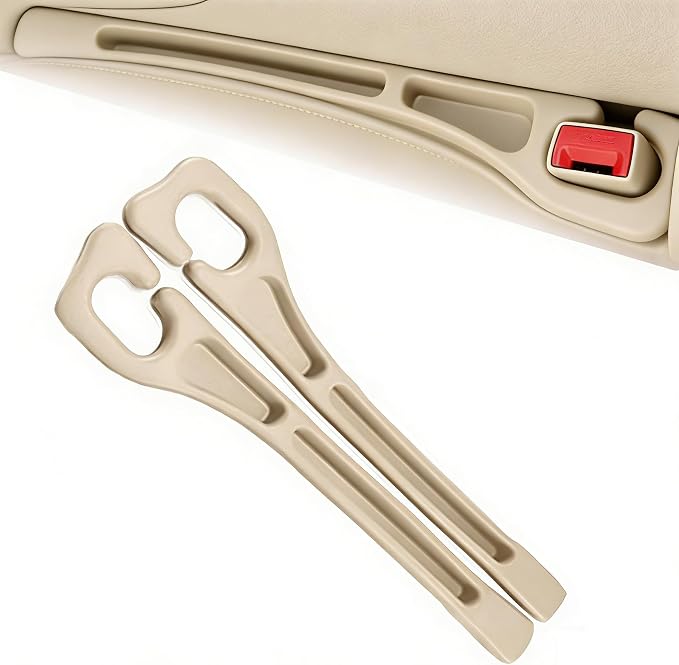 Car Seats Gap Filler Dual-Slot Car Seat Gap Organizer – with Belt Slot, Anti-Drop Gap Filler for Cars & SUVs – No More Lost Items, All Within Reach (2PCS)