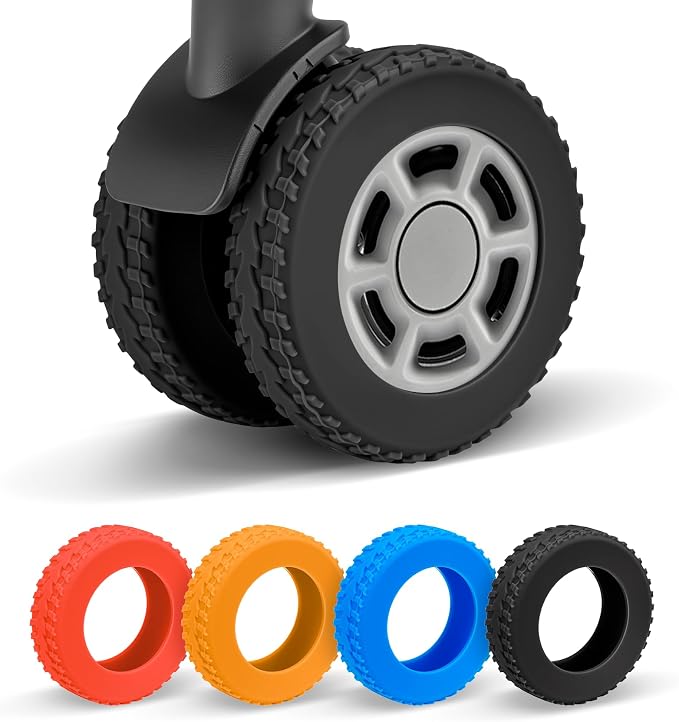2026 Upgraded 8 Pcs Luggage Wheel Covers, Silicone Protective Covers for 2-2.4" Suitcases Spinner Wheel, Wear-Resistant, Anti-Noise, Thickened Protector, Travel Accessories (Black)