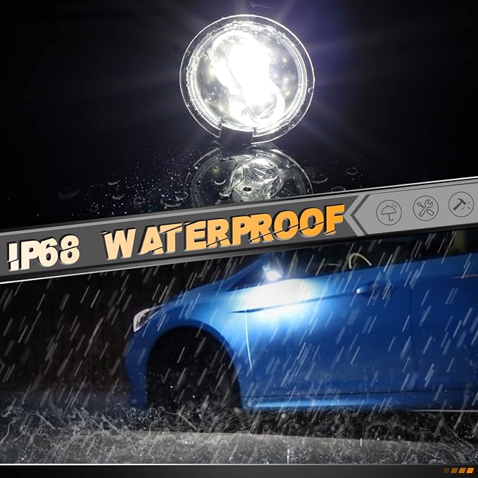 HERCOO LED Side Mirror Puddle Light Lamp Assambly Compatible with Ford F150 Ranger Edge Fusion Explorer Expedition Flex Taurus X, 6000K White, Pack of 2