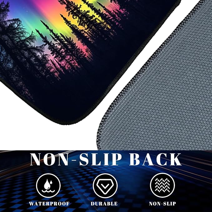 Aurora Car Floor Mats Colorful Northern Light Pine Forest Sky Carpet Front Rear Carpets Mat Decorative Car Floor Carpets Non-Slip Auto Car Accessories Universal Fit Car Accessories for Truck