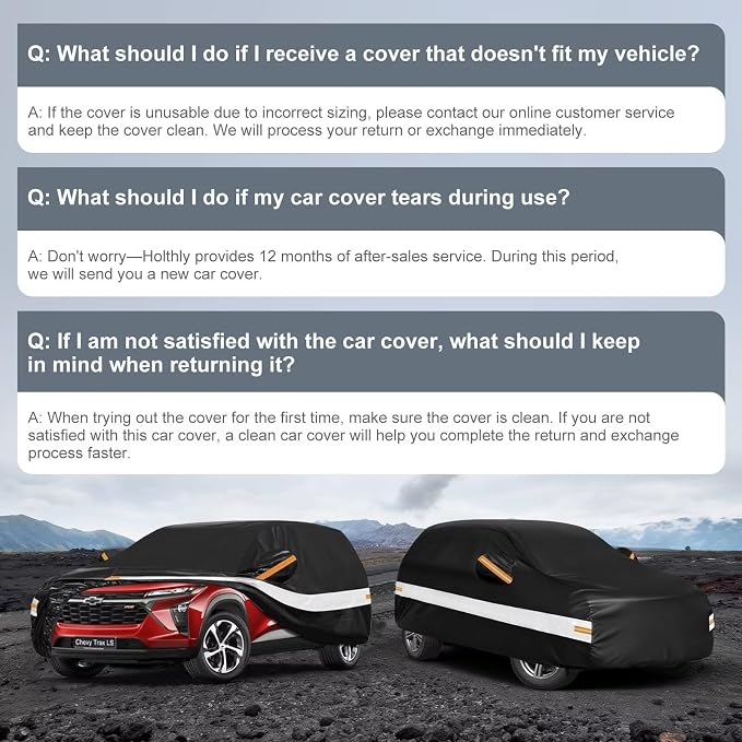 10 Layers SUV Car Cover Custom Fit for Chevrolet Chevy Trax (2013-2026) 1RS, LT, 2RS, ACTIV, Waterproof All Weather for Automobiles, Outdoor Full Cover Sun Dust Protection with Cotton. Black