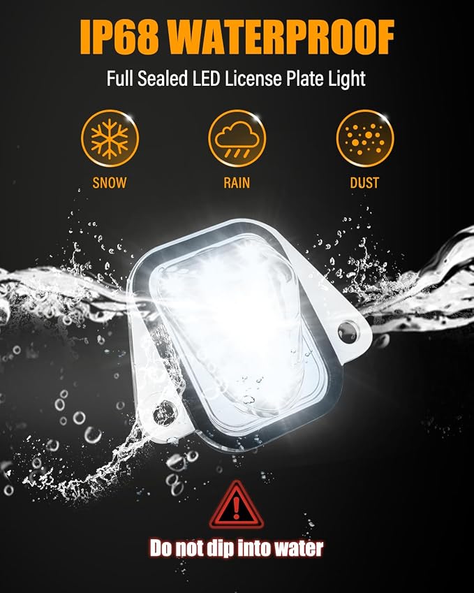 LESAUCE LED License Plate Lights For 2007-2014 Chevy Suburban Tahoe GMC Yukon Cadillac Escalade ESV, 6000K White, Tag Lamp Assembly Replacement, Pack of 2
