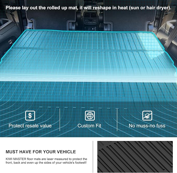Kiwi Master Folding Cargo Mat for 2016-2026 Honda Pilot | OEM Replacement 08U45-TG7-100, Custom Fit All Weather Car Rear Cargo Liner, Heavy Duty TPE Tray Trunk Mat, Black
